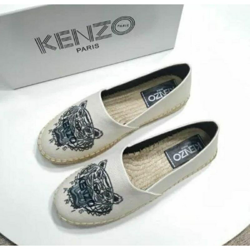 ORIGINAL ORI Sepatu KNZO Tiger Espadrilles Flat Shoes In White - 35 Sepatu Branded Original Ori Asli