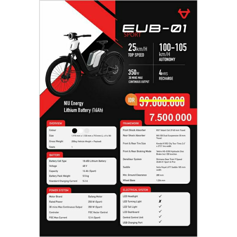 Sepeda listrik NIU EUB-01 Sport