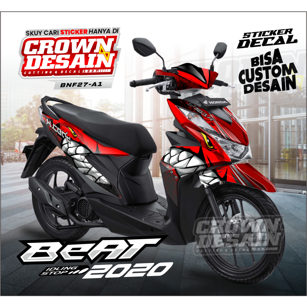 DECAL BEAT NEW 2021, Stiker Dekal Beat 2020 Full Body - SHARK - Variasi Motor Beat - KODE BNF