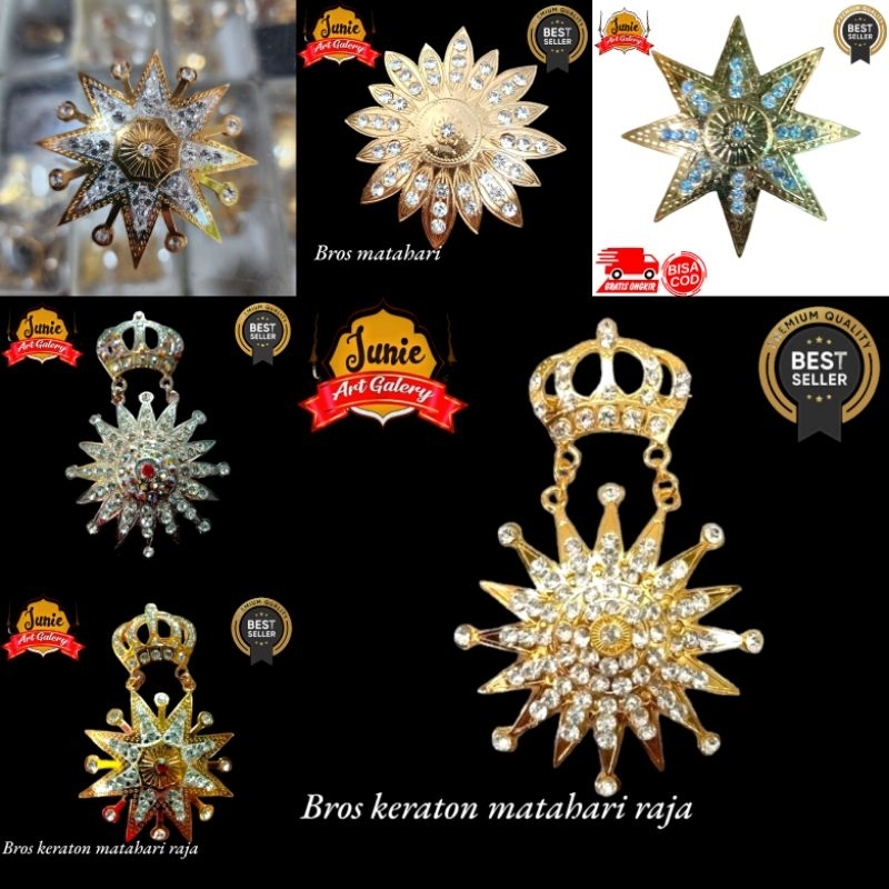 Pin Bros Matahari keraton mahkota raja lapis emas 24 k gold plated