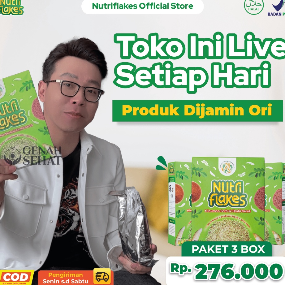 

tj Baru Nutriflakes Umbi Garut Asam Lambung Maag dan Gerd 3 Box R82