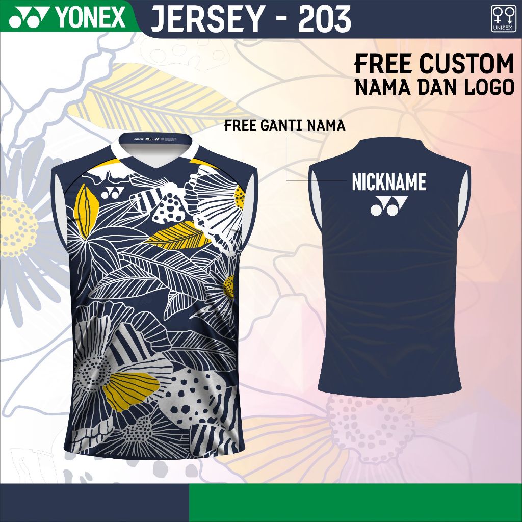 Baju badminton singlet flowers jersey kaos bulu tangkis yonex olahraga