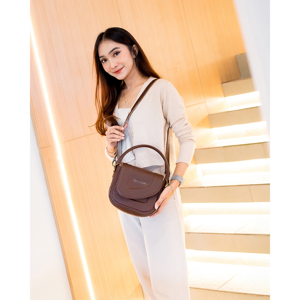 Kenes Leather Tas Selempang Wanita Sling Bag &amp; Hand Bag Kulit Asli SELENA MILL- Free Gravir Nama