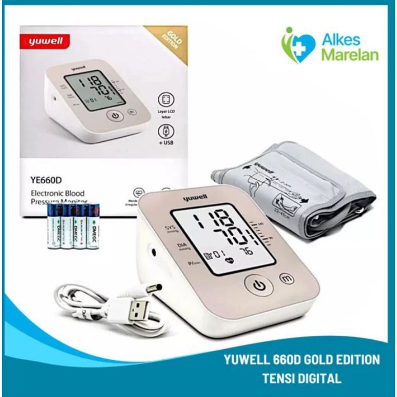 YUWELL - Tensimeter YE660D Gold Edition / Tensi Digital YUWELL YE 660D / Alat Ukur Tekanan Darah