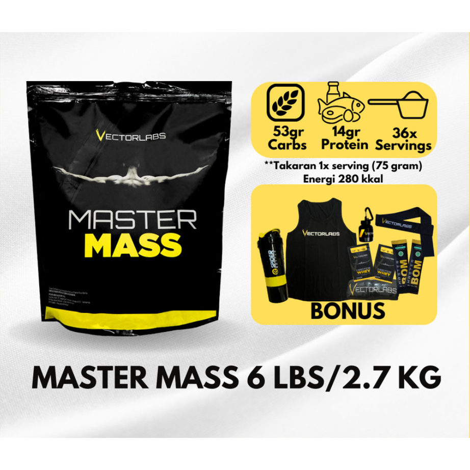 MASTER MASS VECTORLABS 6 LB LBS MASS AND WEIGHT GAINER SUSU FITNESS PRIA DAN WANITA PENAMBAH BERAT B