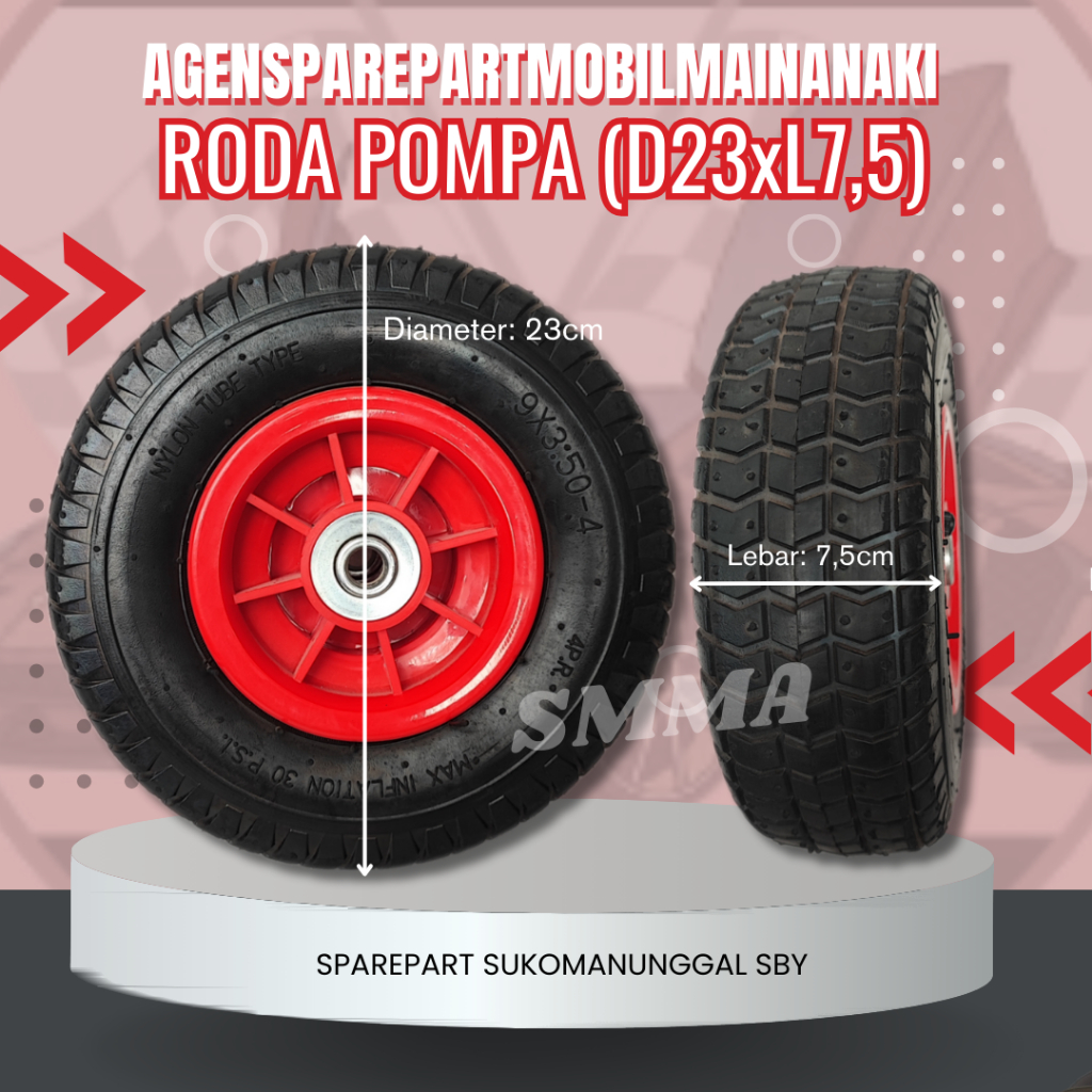 ⚡Ready⚡Ban Roda (POMPA) Ukuran Diameter 23cm x 7,5cm Mobil/Motor Mainan Aki Bahan Karet Anak BMW/Pli
