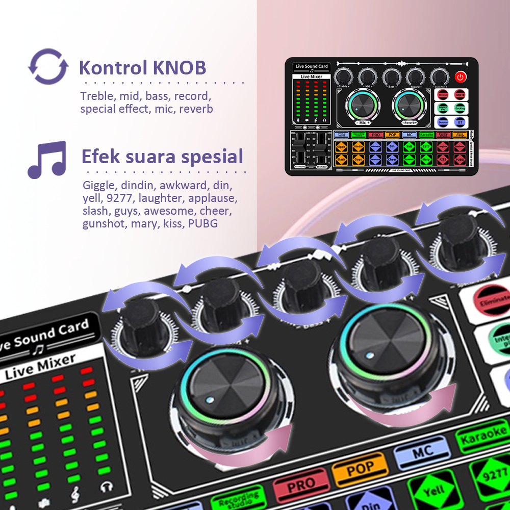 Bonkyo Soundcard F999/F999X/F999Neo Bluetooth Compatible External Wireless Dj Mixer Pengurangan