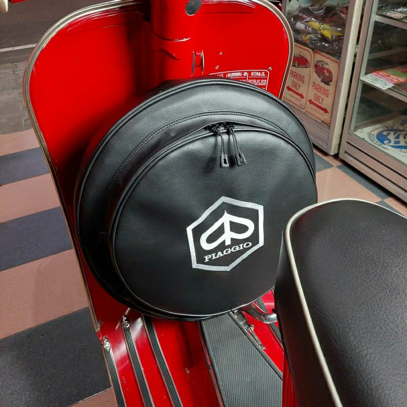 Cover Ban Serep Waterproof Vespa Klasik Logo Cung Piaggio dan Vespa Miring