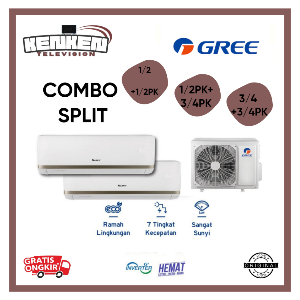 AC Gree Inverter Combo Split - 2 IN 1 GWC-CS AC Inverter Combo Split GWC0505CS / GWC0507CS / GWC0707