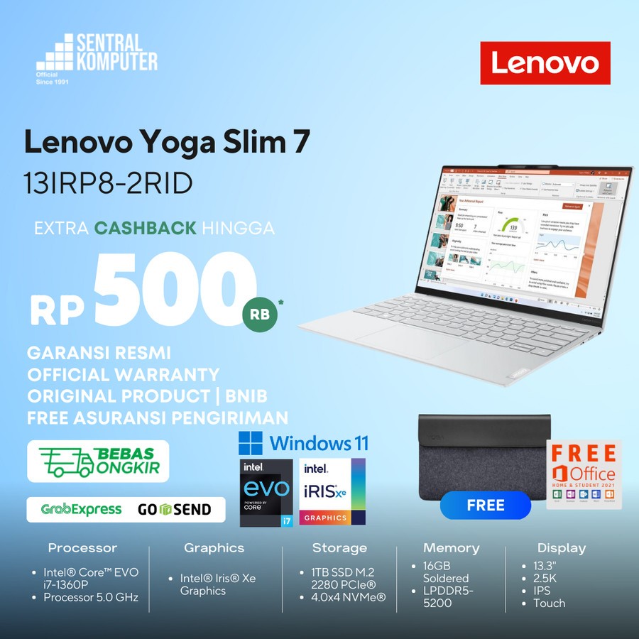 Lenovo Yoga Slim 7 Carbon 13IRP8 i7-1360P 16GB 1TB 13.3" 2.5K W11 OHS