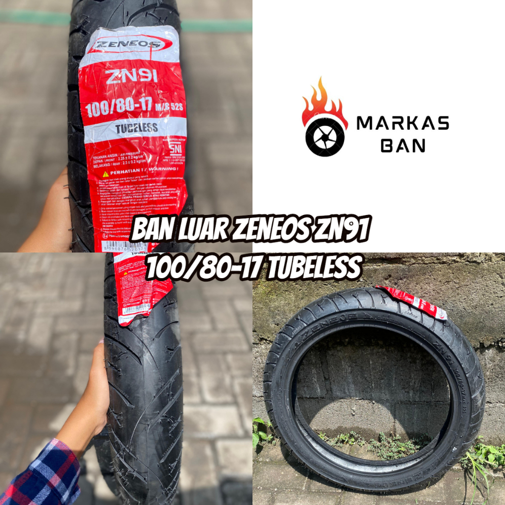 BAN LUAR ZENEOS ZN91 100/80-17 TUBLESS || BAN LUAR MOTOR RING 17 ZENEOS ZN91 100/80-17 TUBLESS