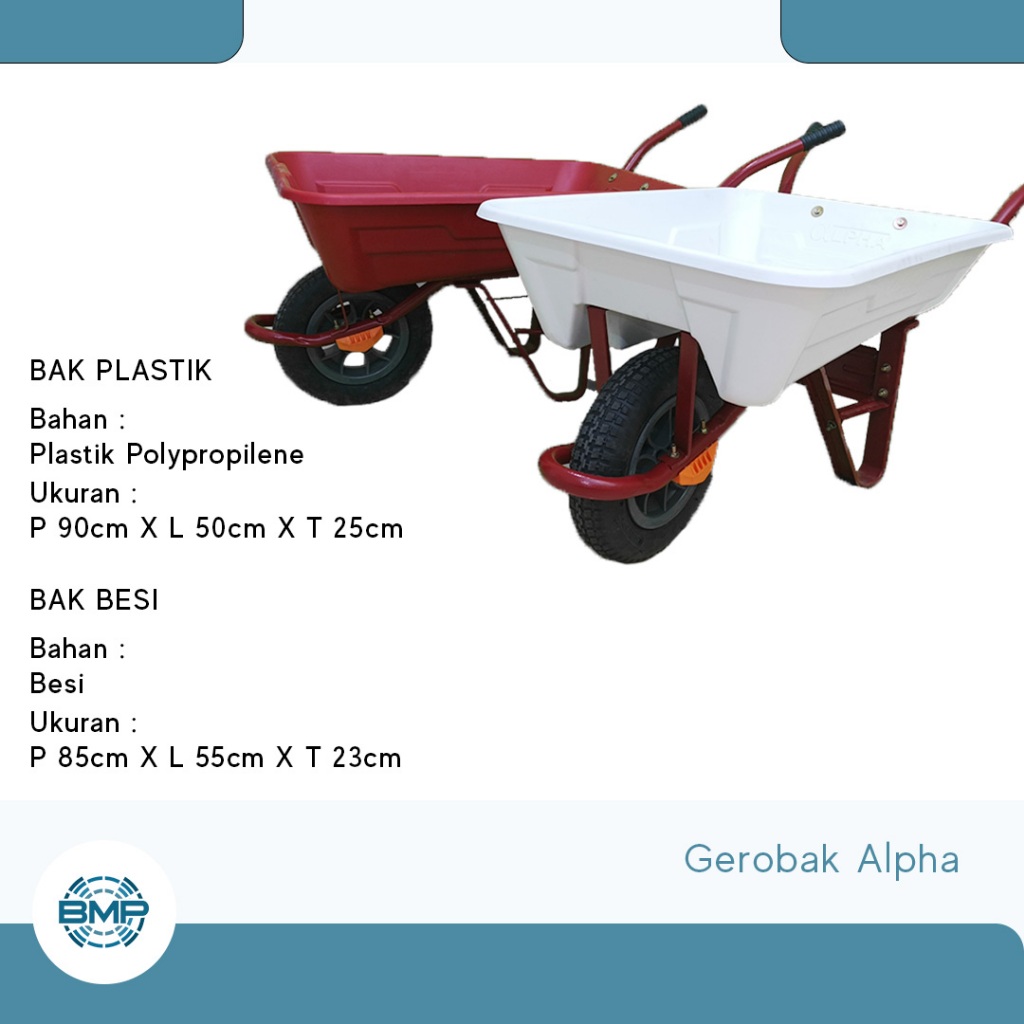 GEROBAK DORONG ALPHA / ANGKONG - ALPHA BAK BESI DAN BAK PLASTIK  ANTI PECAH