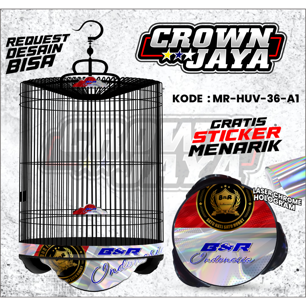 (COD)Decal Stiker Sangkar Murai Batu BNR Indonesia Hologram NO 1 2 3 - Stiker Tebok Kandang Bulat Mo