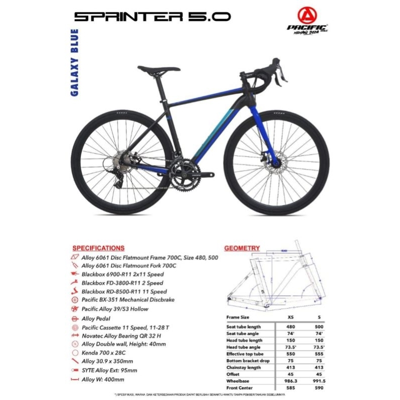SEPEDA BALAP ROADBIKE PACIFIC SPRINTER 5.0 MURAH ASLI ORIGINAL SURABAYA