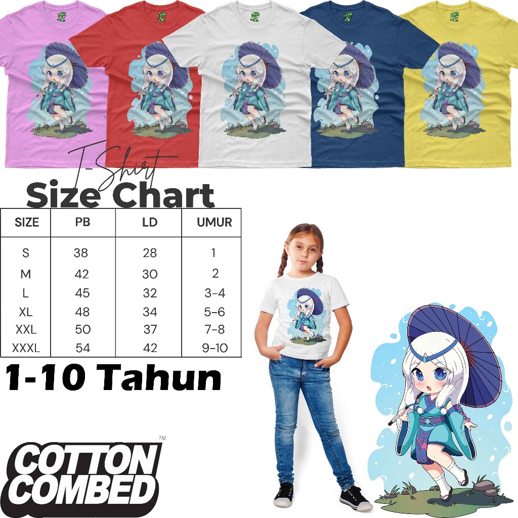 Edisi Karakter MLBB Kagura Baju Kaos Anak Perempuan Umur 1-10 Tahun