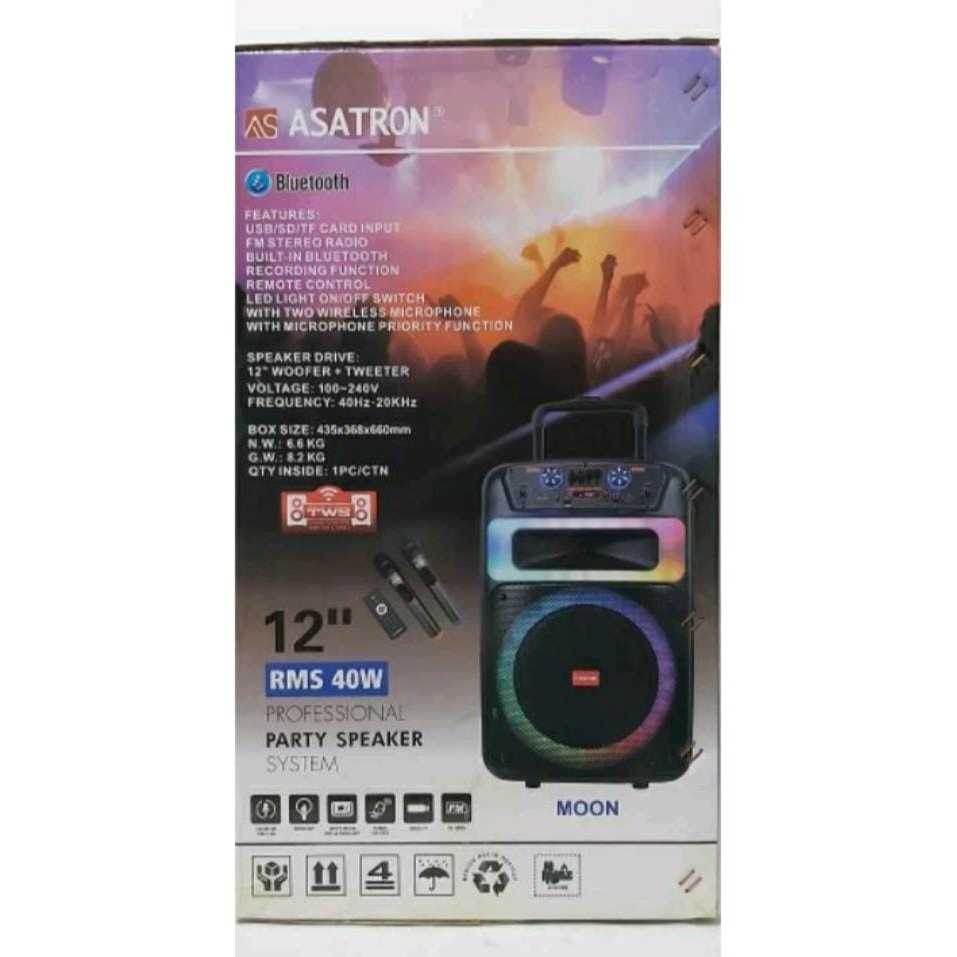 Speaker Aktif Bluetooth Portable Asatron MOON 12 inch Asatron 12in Speaker karaoke Asatron moon