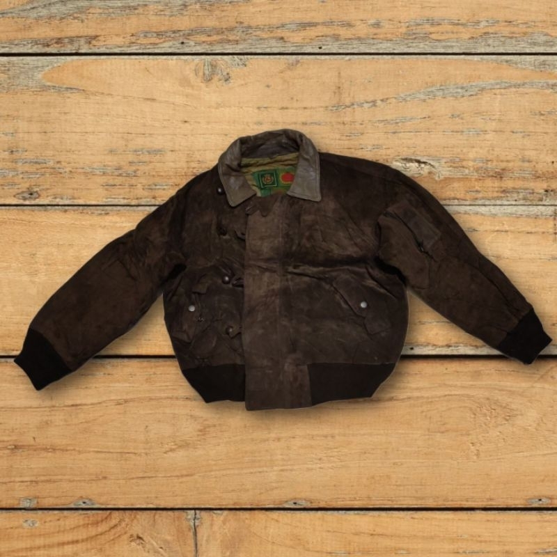 jaket kulit model bomber beludru vintage