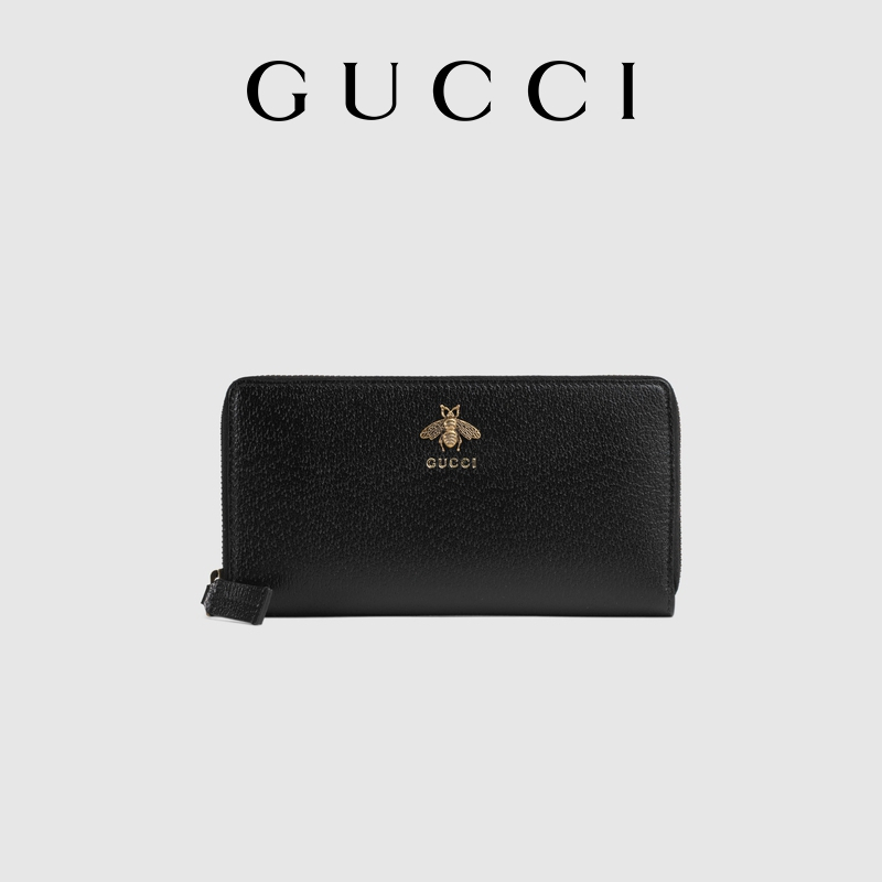 GUCCI Animalier series leather full zipper men's wallet