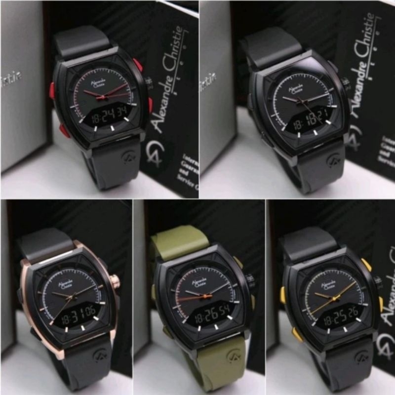 jam tangan pria digital analog alexander cristie ac9390 original ruber
