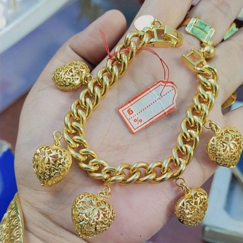 gelang rantai love lapis emas