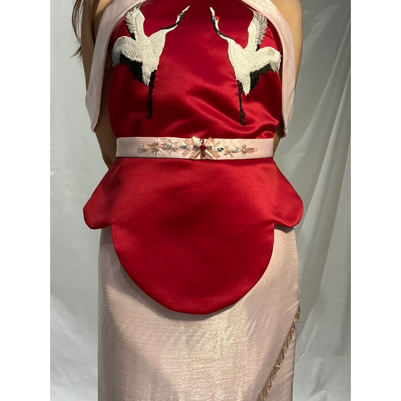 Sakura Belt Payet Obi Kebaya Bahan Satin Ikat Pinggang Wanita Tali Panjang- Baby Pink