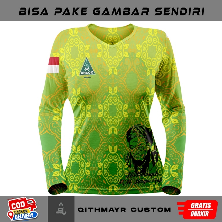 kaos wanita lengan panjang baju GP ansor Fullprinting 3D terbaru dan termurah kaos muslimah