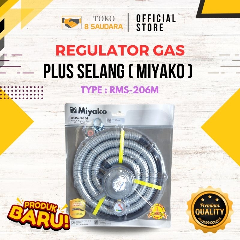 Regulator Gas Plus Selang MIYAKO RMS-206M/ Regulator Selang MIYAKO/ Regulator MIYAKO Bonus Selang/ R