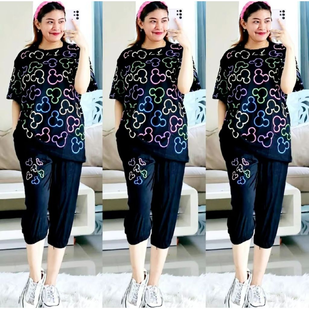 LL JOGER stelan wanita celana joger terbaru / one set kekinian murah / stelan jumbo katun combed 30s