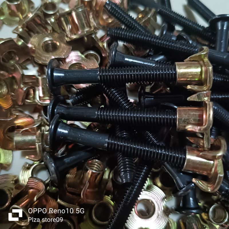 50.Pcs Baut+Mur cakar M6 panjang 5cm untuk Speaker dan box Kepala L gepeng Baut bok spiker Baut bok 