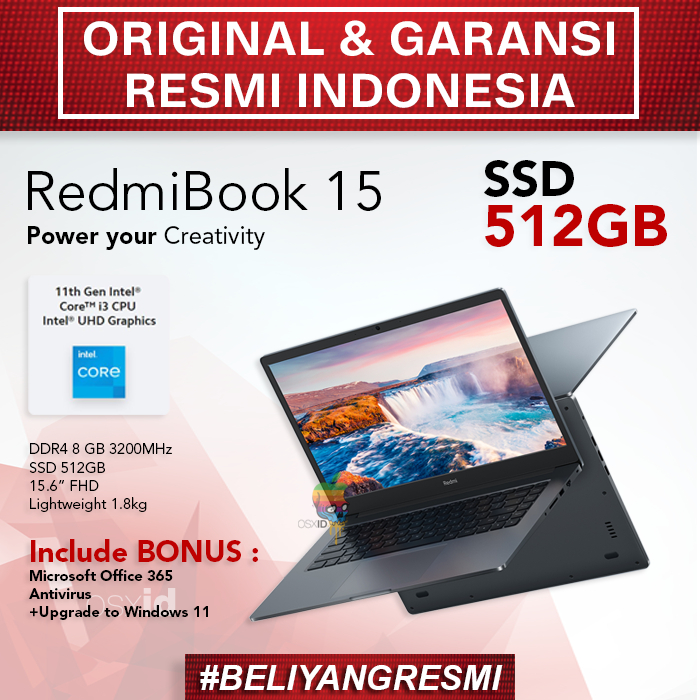 Xiaomi Redmibook 15 i3-1115G4 - 8GB/512GB SSD / realme Book PRIME i5-11320H - 8GB/512GB SSD - Garansi RESMI