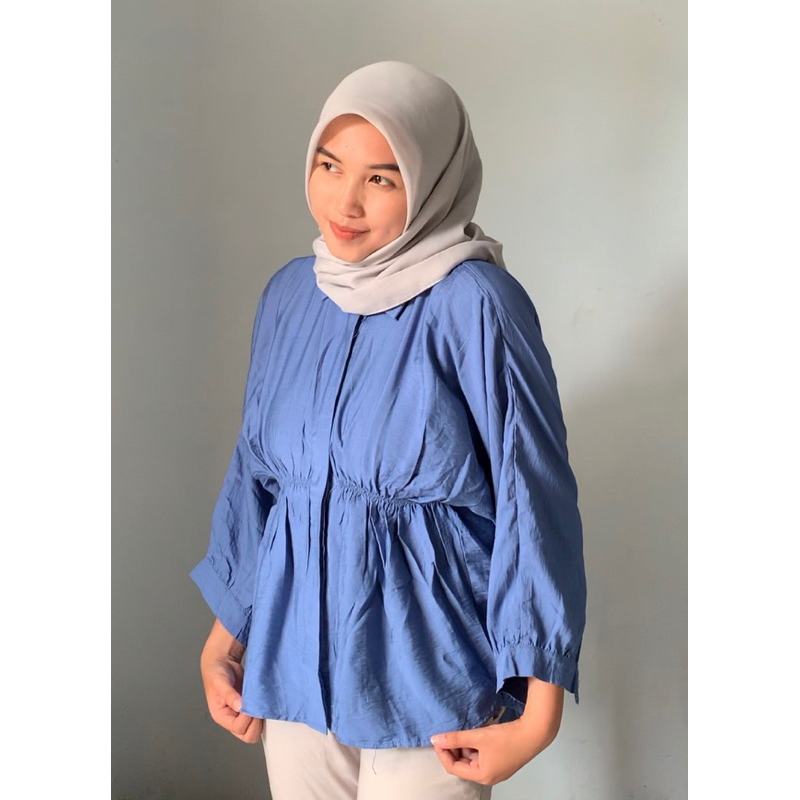 Kemeja Kerut Wanita / Blouse Wanita / Atasan Wanita / Kemeja Kerut Depan / Kemeja Lengan Panjang