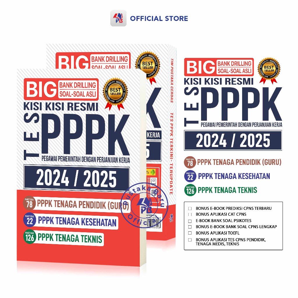 Buku PPPK 2024 2025 / Big Bank Drilling Kisi Kisi Resmi Tes PPPK 2024 2025 78 Paket Soal Tenaga Pendidik, 22 Paket Soal Tenaga Kesehatan Dan 126 Paket Soal Tenaga Teknis-1