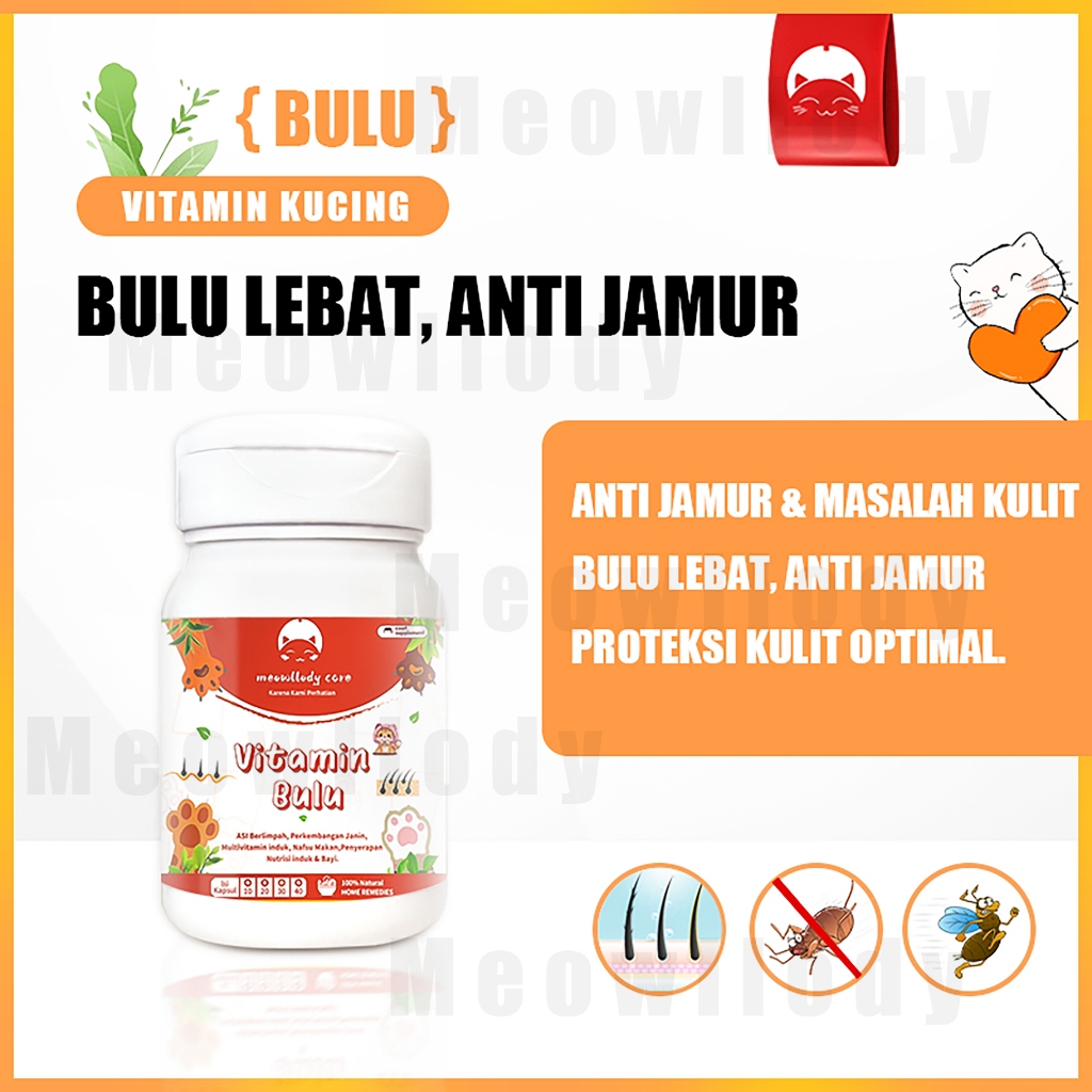 Vitamin Kucing 1Kaps BULU untuk Pelebat Bulu Panjang Lebat Halus Warna Indah Cegah Jamur Ampuh dan O