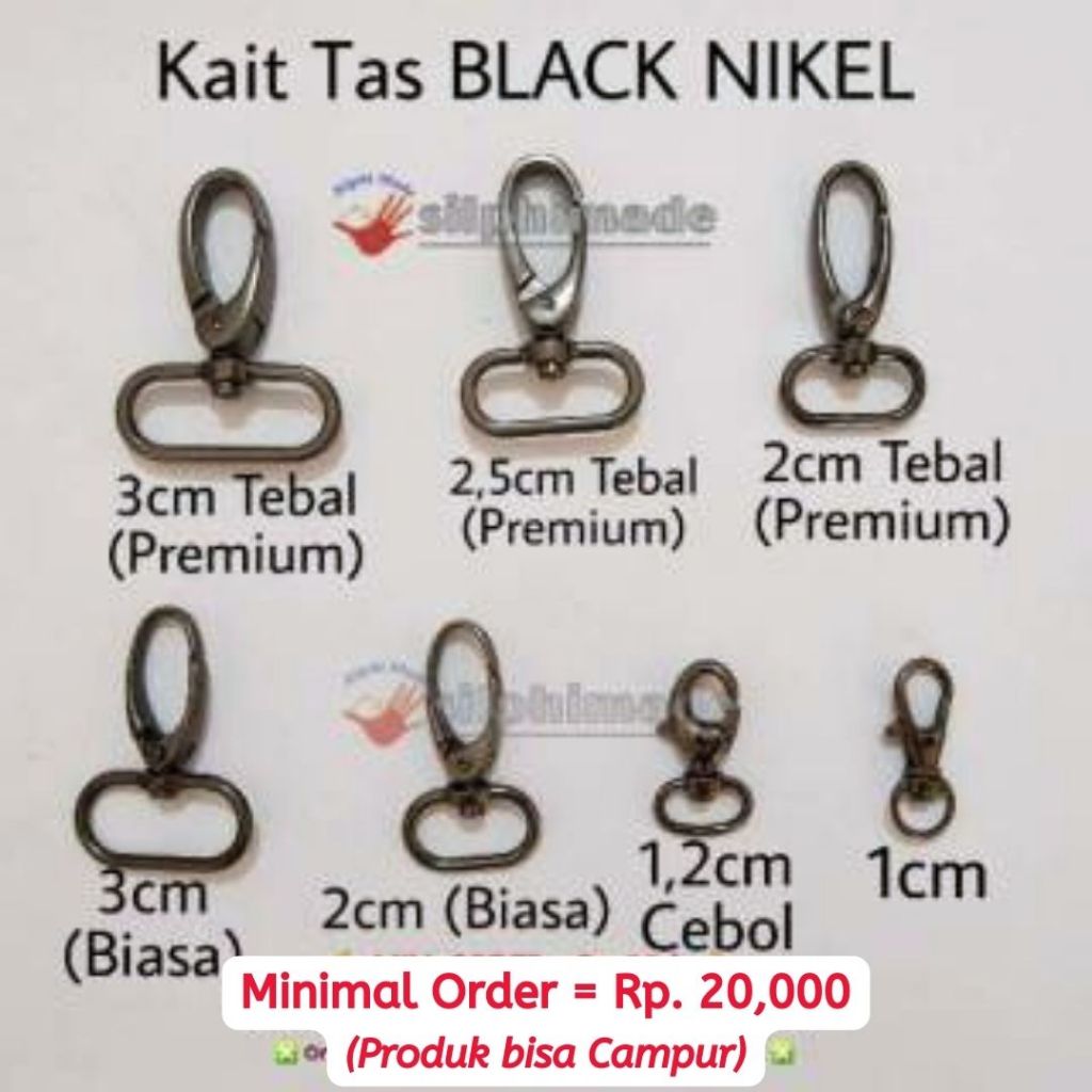 1pc Kait Tas Black Nickel – Pengait Tas & Bahan Tas Rajut | Kew-Kew Black Nikel Murah Berkualitas