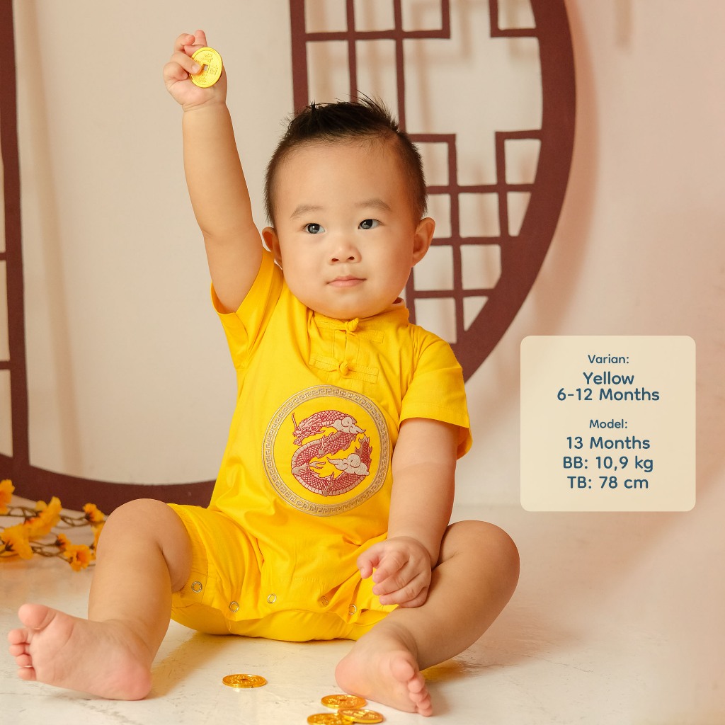 Nice Kids - Year of Dragon Cheongsam Baby Boy &amp; Girl (0-12 Bulan) Baju Sincia Baju Imlek Tahun Naga Bodysuit Bayi Onesie Jumper Romper Anak Laki-laki Bodysuit Anak Perempuan