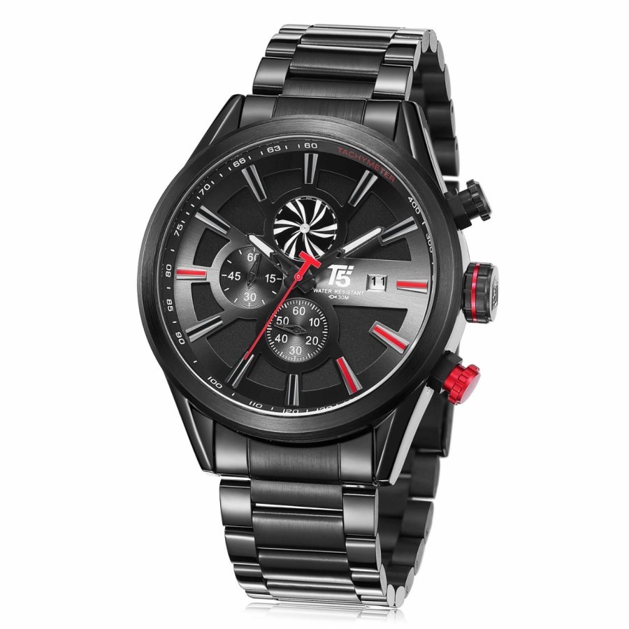 [COD] Jam Tangan Analog Pria Sporty Chronograph Water Resistant T5 H 3627 Original