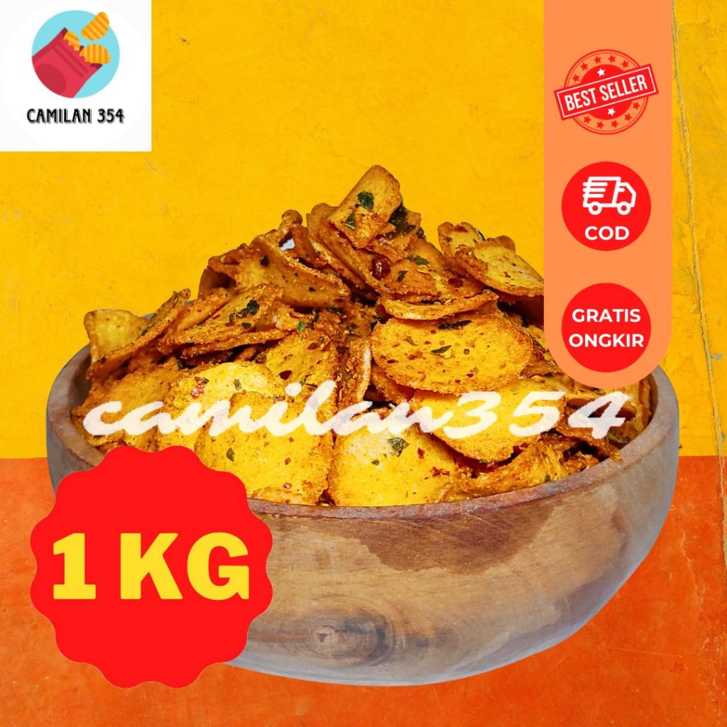 

[KILOAN] Molreng Cimol Goreng Pedas Daun Jeruk - 1000gr / Keripik Cimol Renyah 1KG