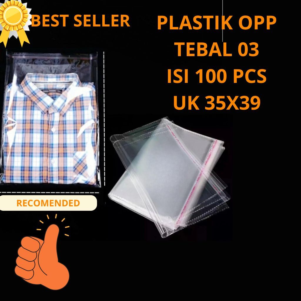 

PLASTIK OPP LEM 35X39 TEBAL 0.3 PLASTIK BAJU BENING DOUBLE SEAL