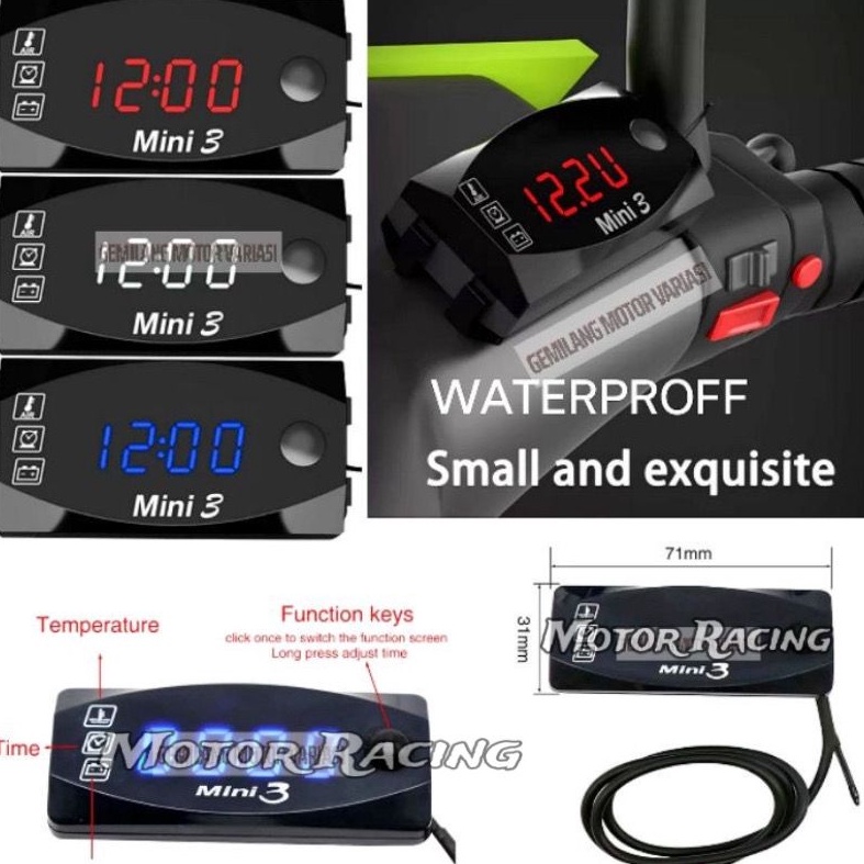 CCN Voltmeter 3 in 1 waterproof universal variasi Voltmeter 2in1 Voltmeter aki Waterproof