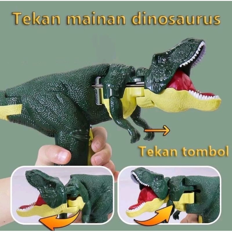 Mainan Dinosaurus viral Sha Sha Sha T-rex Dino tekan