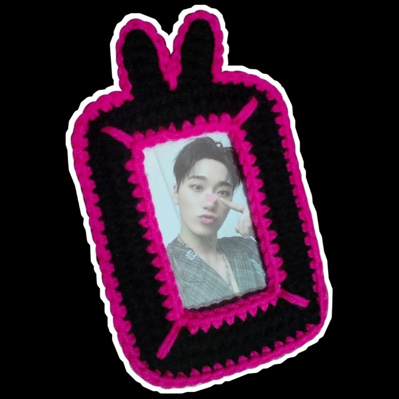 photocard pc holder cahol rajut mito ateez bunny