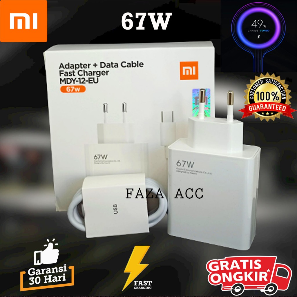 CHARGER XIAOMI REDMI TURBO ORIGINAL ASLI 67 WATT ORI SUPER FAST CHARGING NON DESIMAL MICRO USB/TYPE 