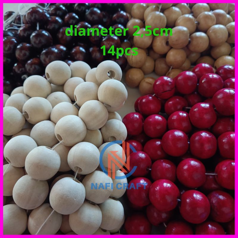manik kayu bulat 2,5cm | manik kayu macrame 25mm | monte kayu macrame 25mm | manik kayu bulat macram