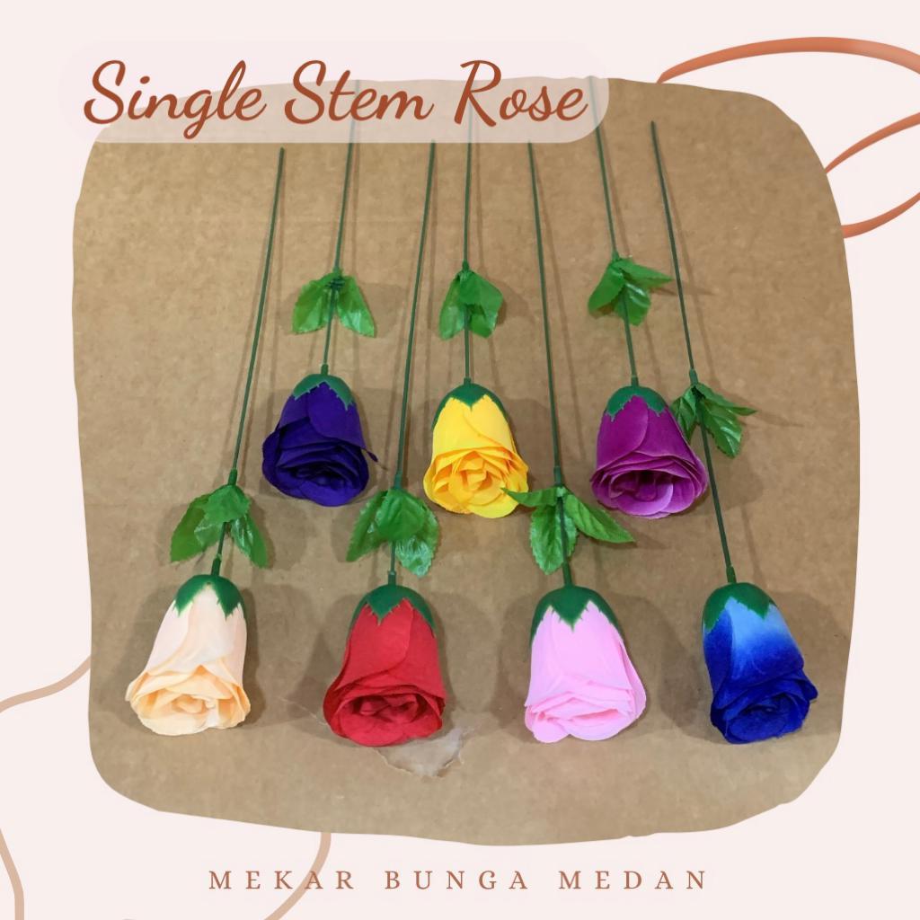 (JB 21) - (1pc) BUNGA ARTIFISIAL MAWAR 1 TANGKAI / SINGLE ROSE 4 CMDekorasi Buket Bunga Vas Rumah