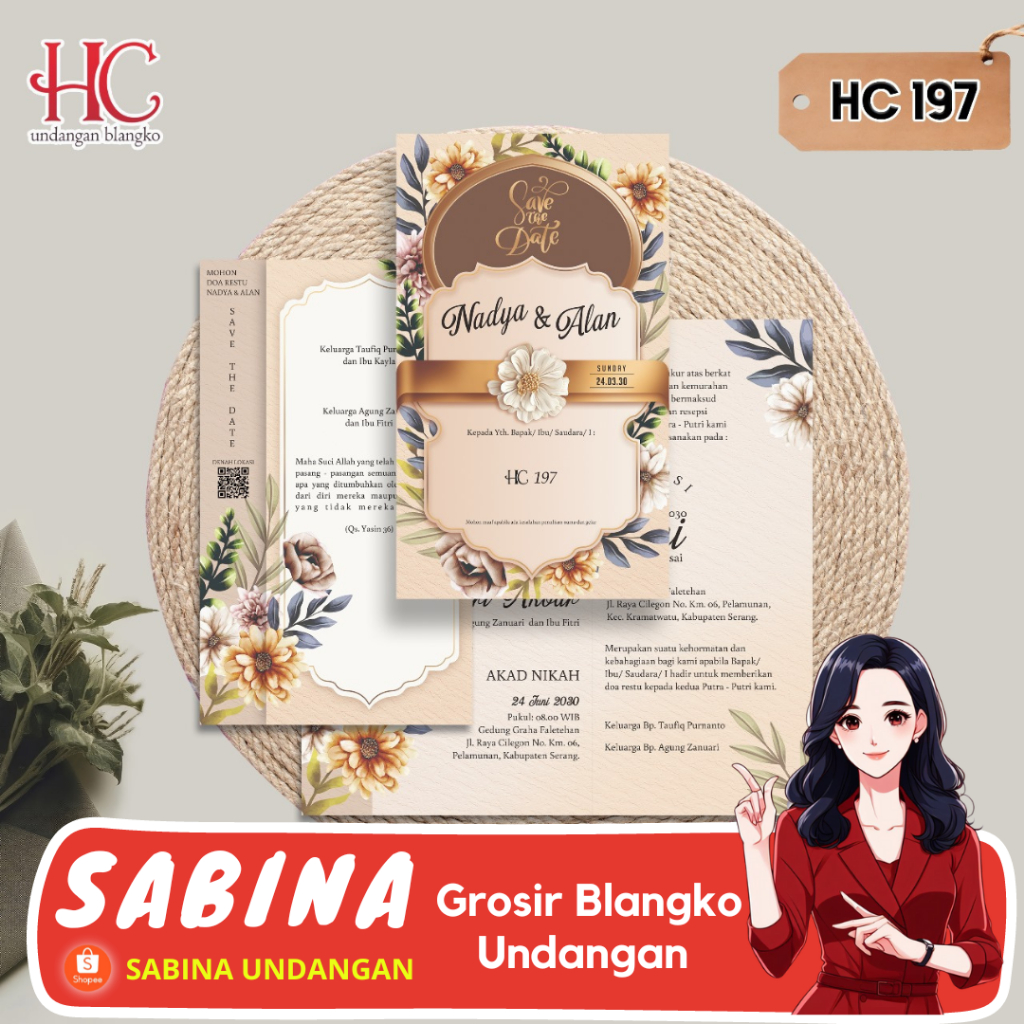 BLANGKO UNDANGAN PERNIKAHAN ATAU KERTAS UNDANGAN HC 197 | SABINA UNDANGAN | UNDANGAN NIKAH | | KARTU