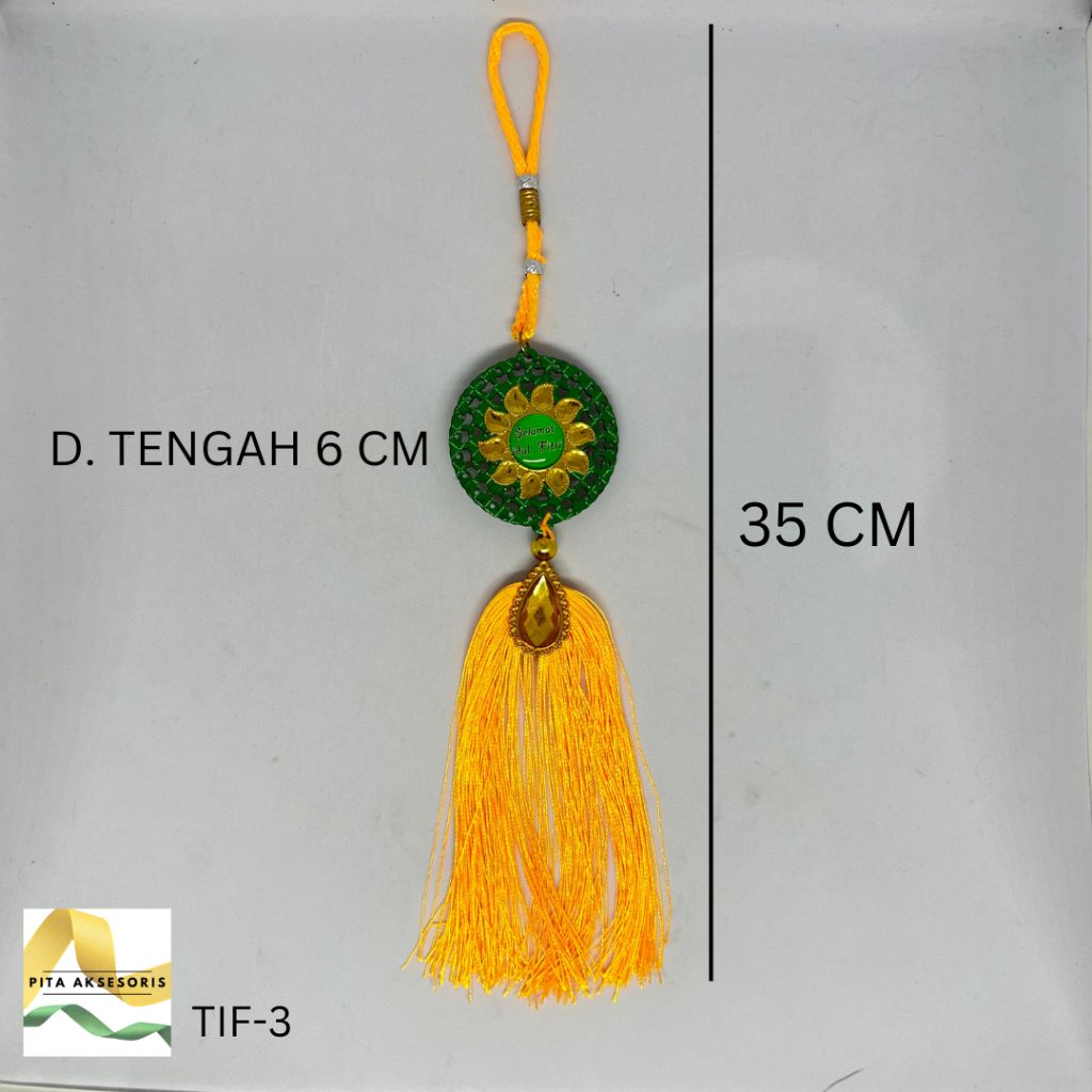 

Tassel Hiasan Idul Fitri Lebaran Ramadhan Swarovski Tulisan Idul Fitri Rumbai Orange Hijau 35 CM Aksesoris Gantungan Kado Hampers