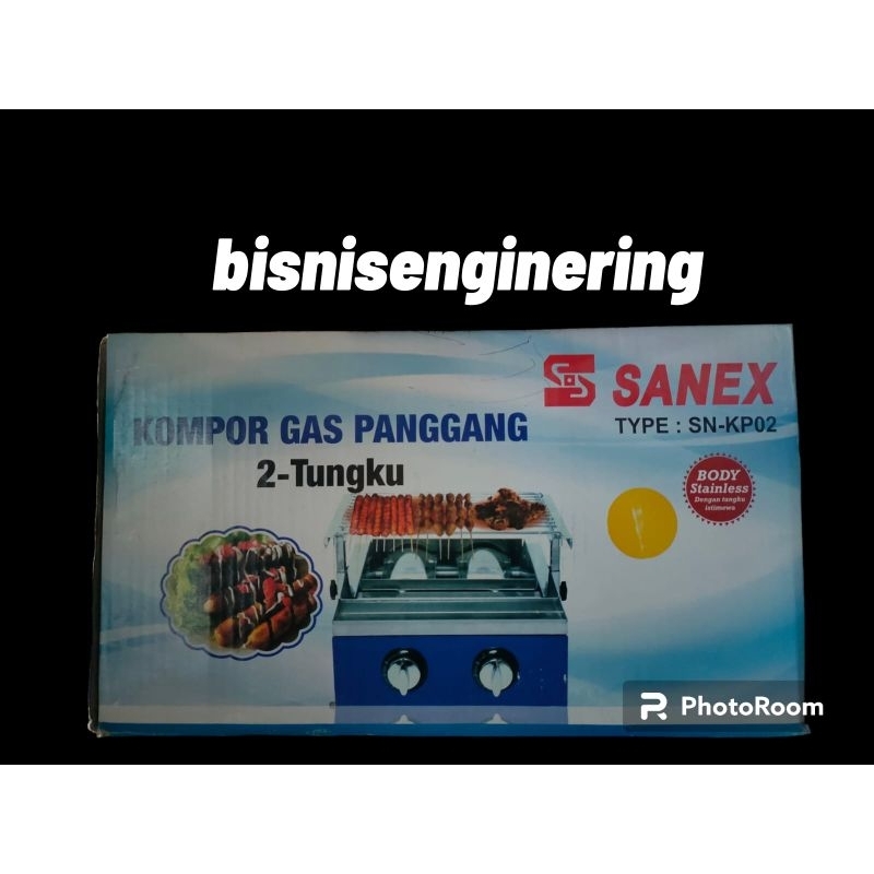 Kompor Panggangan Sosis Sanex kompor 2 Tungku BBQ Grill Gas SN-K02