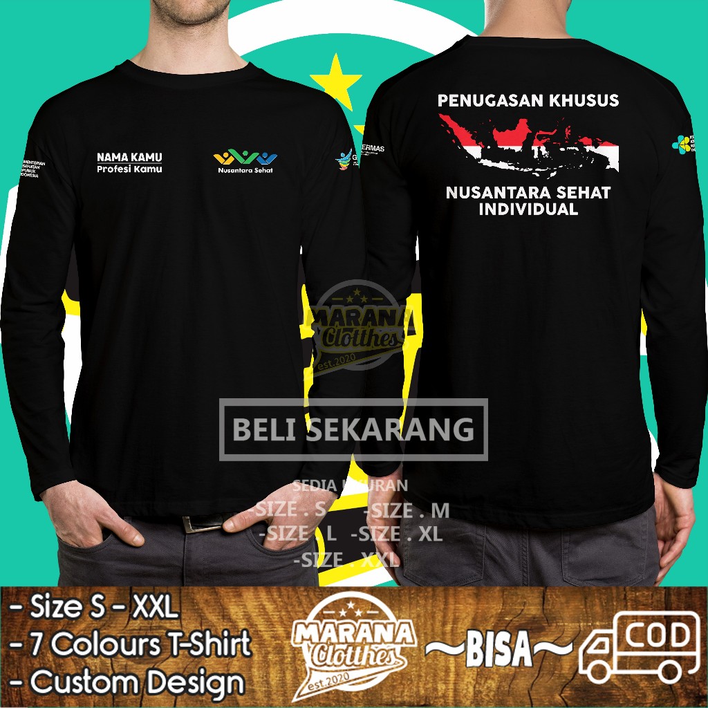Kaos Penugasan Khusus Nusantara Sehat Individual KKRI Germas Gratis Nama dan Profesi Kamu Lengan Pan