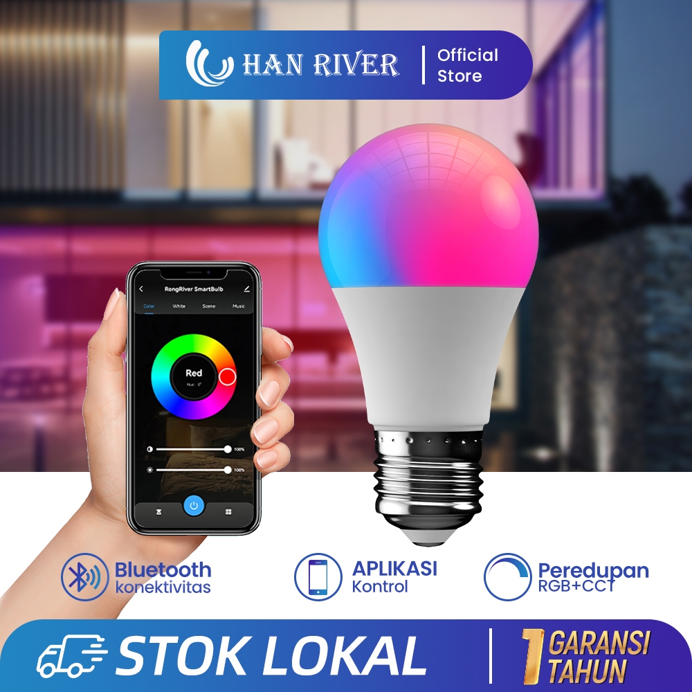 HAN RIVER 10W Lampu Smart LED APP Bohlam RGB