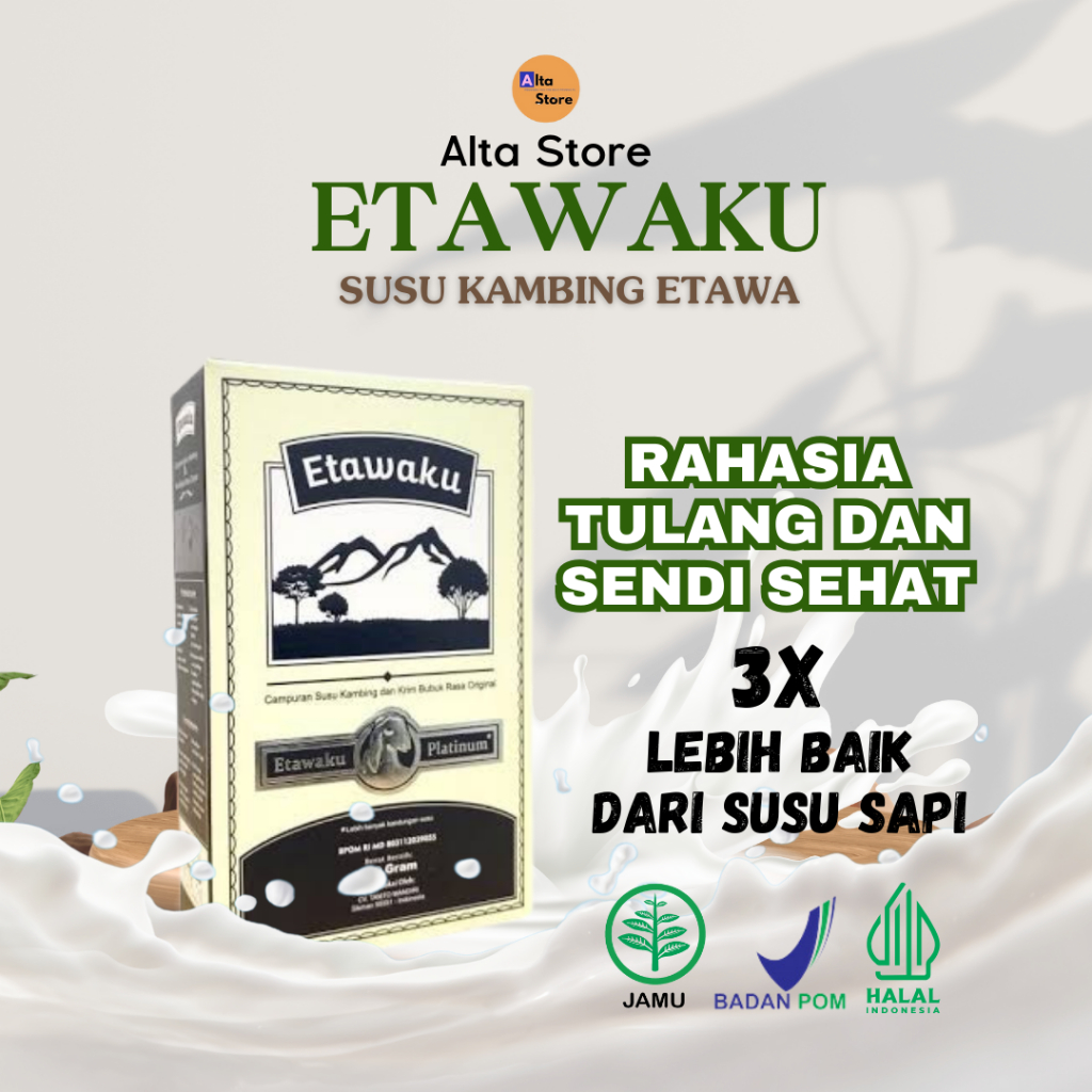 

Etawaku Platinum Susu Kambing Etawa Untuk Kesehatan Tulang dan Sendi, 200gr, Halal dan BPOM-BALI